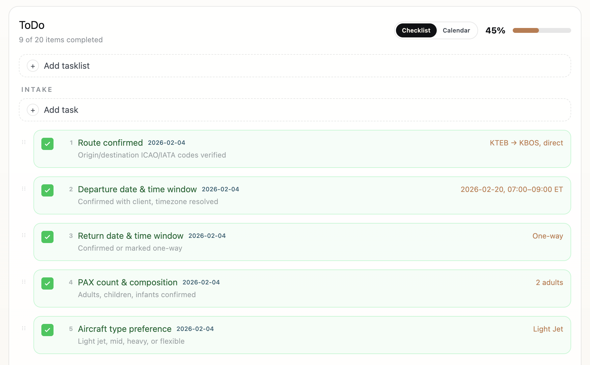 JetCon todo checklist view
